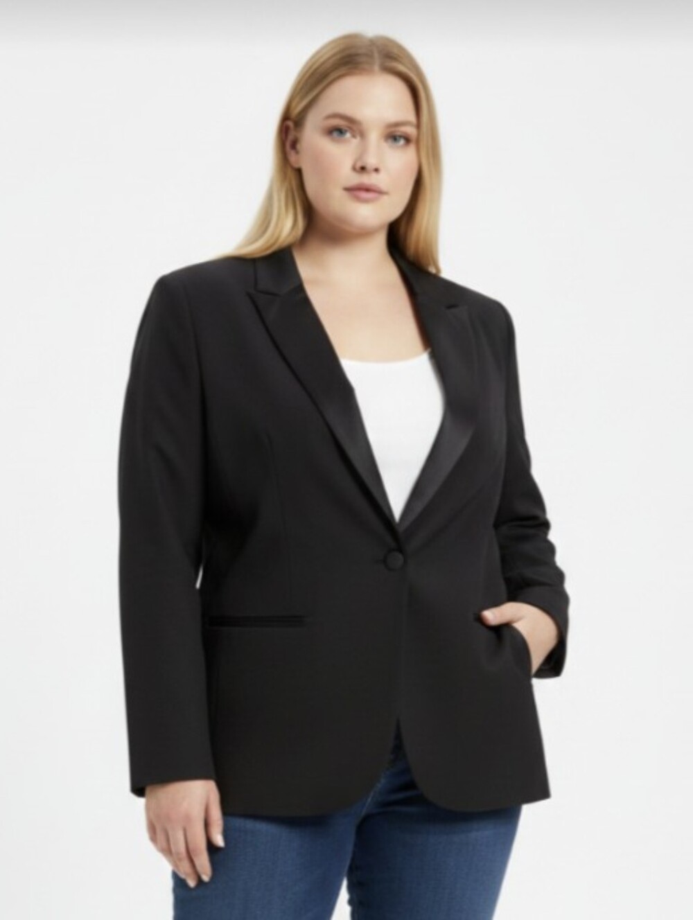 NWT@$60! OLD NAVY! STUNNING BLACK SATIN LAPEL, ONE BUTTON TUX STYLE JACKET! XXL